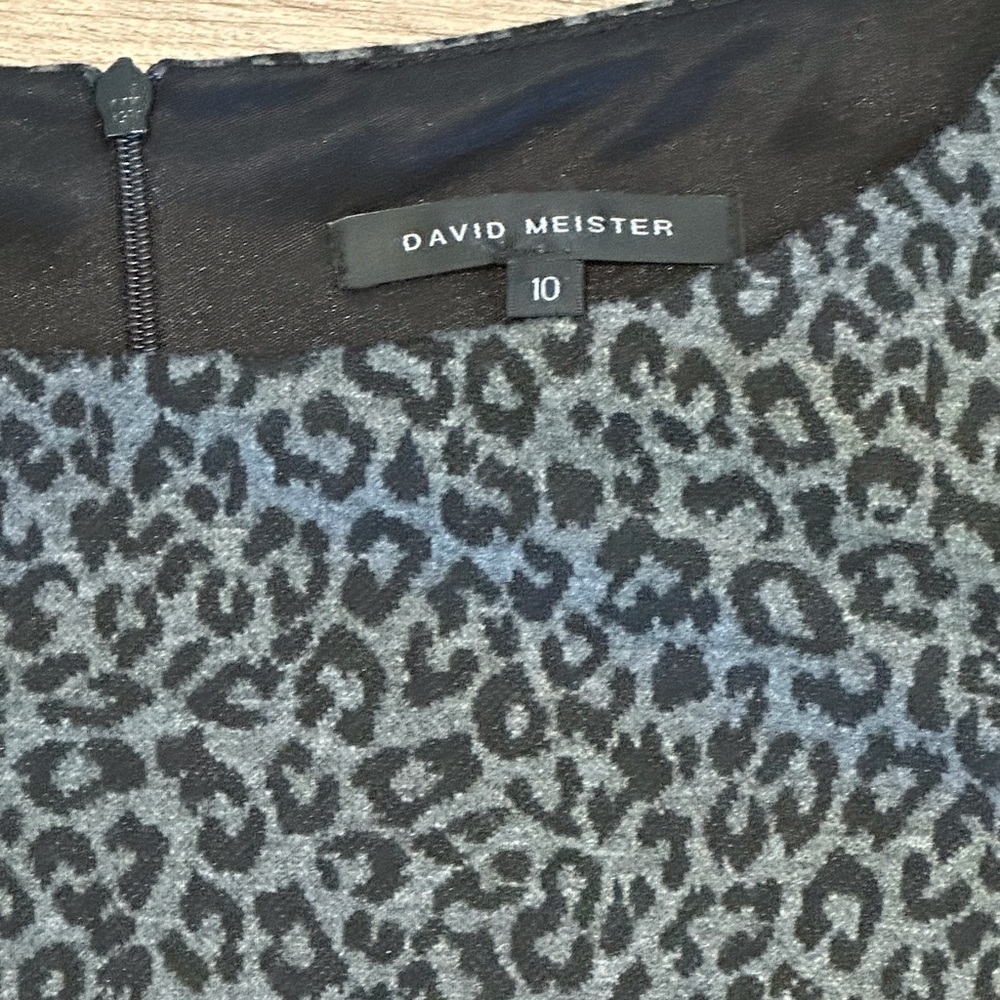 David Meister Black & Gray Leopard Sheath Dress With Bow Size 10 - Picture 4 of 8